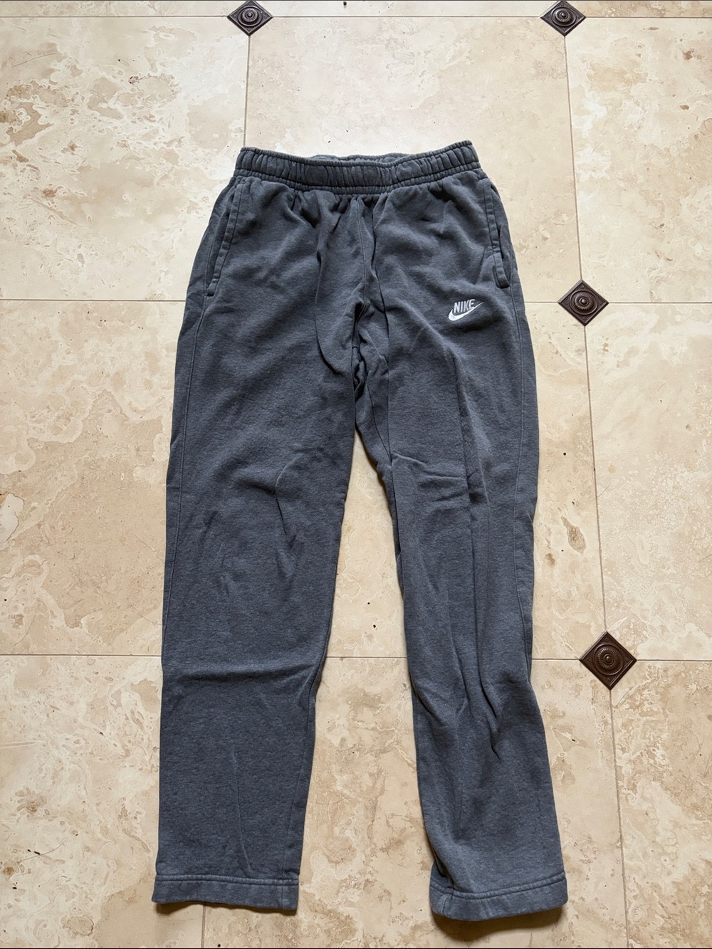 Nike Men's Dark Gray Fleece Joggers with White Swoosh